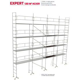 Echafaudage fixe maçon M49 EXPERT PLUS 130m² structure + planchers acier + accès