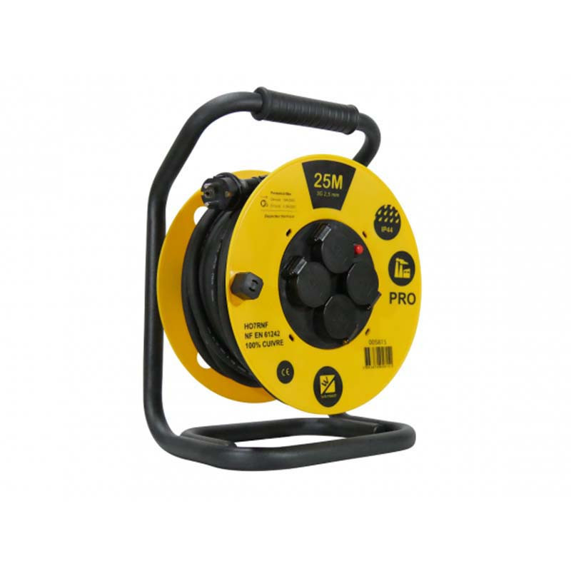 ENROULEUR DE CABLE ELECTRIQUE 25M 3G2.5 + DISJONCTEUR THERMIQUE WILMART