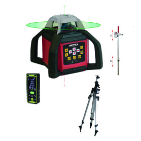 METRICA BRAVO ROTATIVO HV4 - Pack Laser Rotatif Vert avec Trépied Pro + Mire + Télémètre Laser Offert