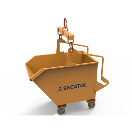 SECATOL PP75 - Benne à déchets sur roues à palonnier de 500L