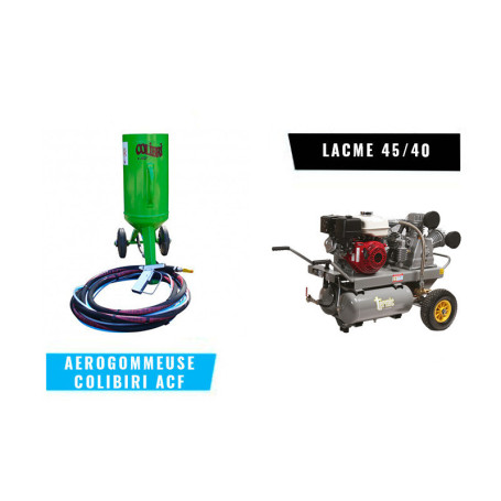 ACF Kit Aérogommage COLIBRI avec Compresseur thermique LACME 45/40 + Epurateur d'Air P137