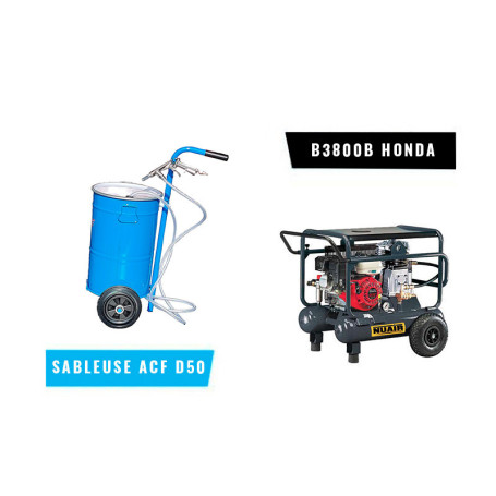 ACF D50 + B3800B/5,5S/10+10 HONDA - Pack Sableuse à dépression avec Compresseur