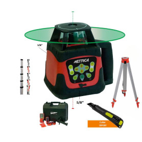 METRICA BRAVO ROTATIVO HV Vert - Pack laser rotatif avec trépied + mire + cutter offert