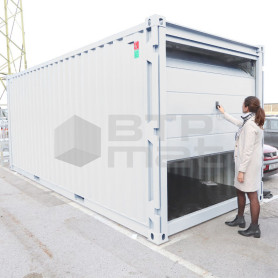 Container de stockage de 20 Pieds avec Ouverture « Porte Garage Sectionnelle »
