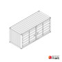 container de stockage 20 pieds open side photo plan dessin 3D