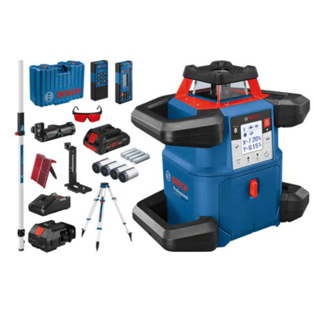 BOSCH : Pack Laser Rotatif Connecté Double Pente GRL 600 CHV avec Trépied et Mire