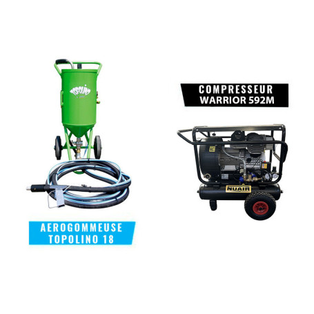 Pack - Aérogommeuse ACF Topolino 18 + Compresseur Warrior 592M + Epurateur d'Air P137