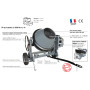 ALTRAD PRO 400 H - Bétonnière Thermique Tractable Moteur Honda GX160QX - Cuve 380 L - SCHEMAS