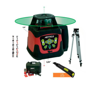 METRICA BRAVO ROTATIVO HV Vert - Pack laser rotatif avec trépied + mire + cutter offert