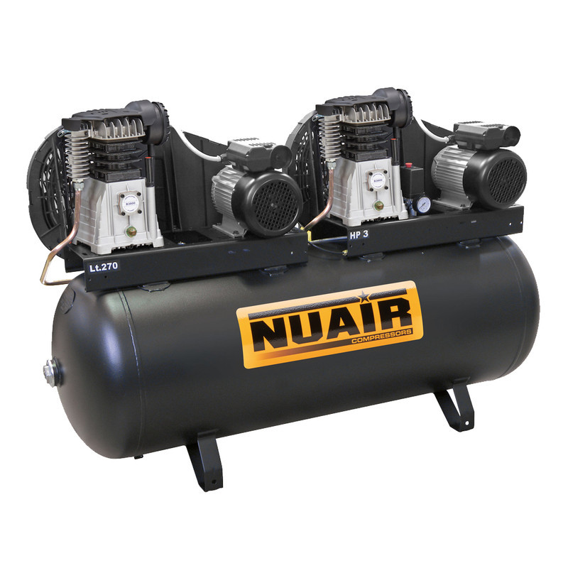 NUAIR B3800B/270L TANDEM TECH PRO - Compresseur électrique à piston 2x3 CV