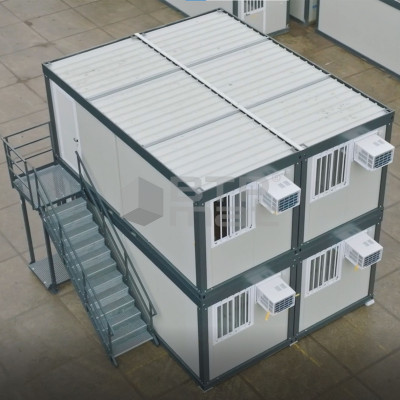 Ensemble de 4 bungalows de chantier 6 m – série superposable R+1 (montés)