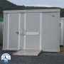 Bloc Sanitaire PMR neuf avec WC PMR, Lavabo PMR, WC standard et Lave-mains - face - portes fermées