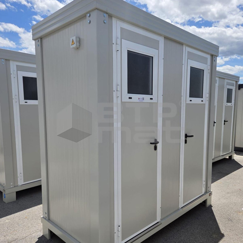 Bloc sanitaire préfabriqué de chantier - 2 WC, 2 lave-main (neuf) - côté gauche
